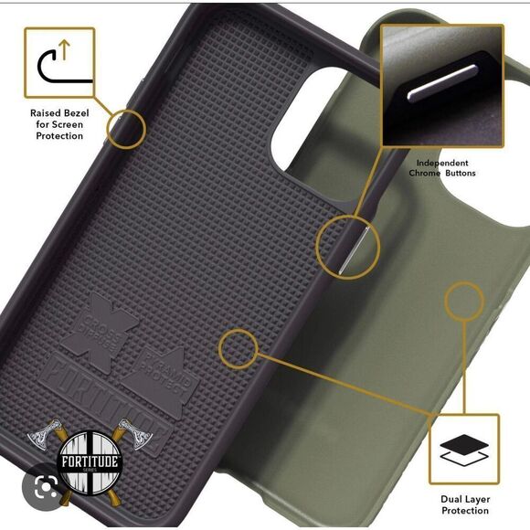 Cellhelmet Fortitude Series for iPhone 12/12 Pro Olive Drab Green - NEW - Picture 3 of 13